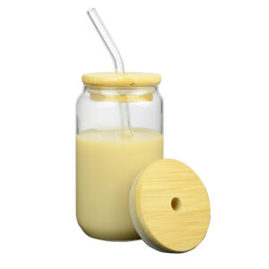 Bamboo Covered Glass Cola Cup Straw Cup