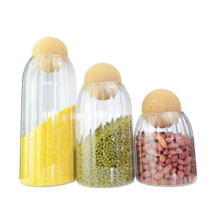 Striped glass sealed food jar