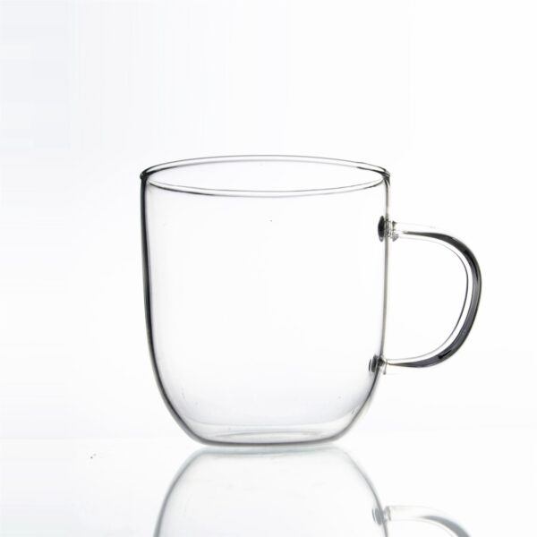 High Borosilicate Single Wall Glass Cup Mug with Handle - Image 5