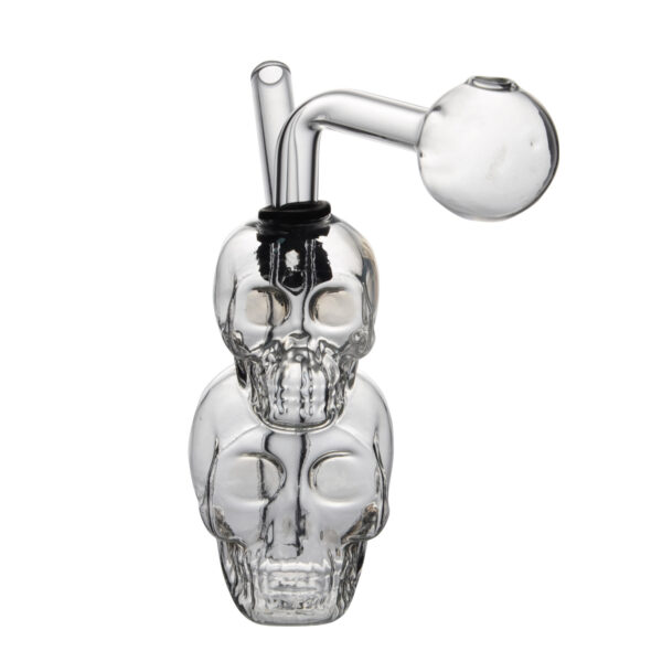 Skull Head Glass Smoking Pipe Oil Burner Pipe Bubble - Image 2