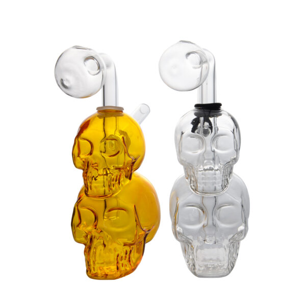 Skull Head Glass Smoking Pipe Oil Burner Pipe Bubble