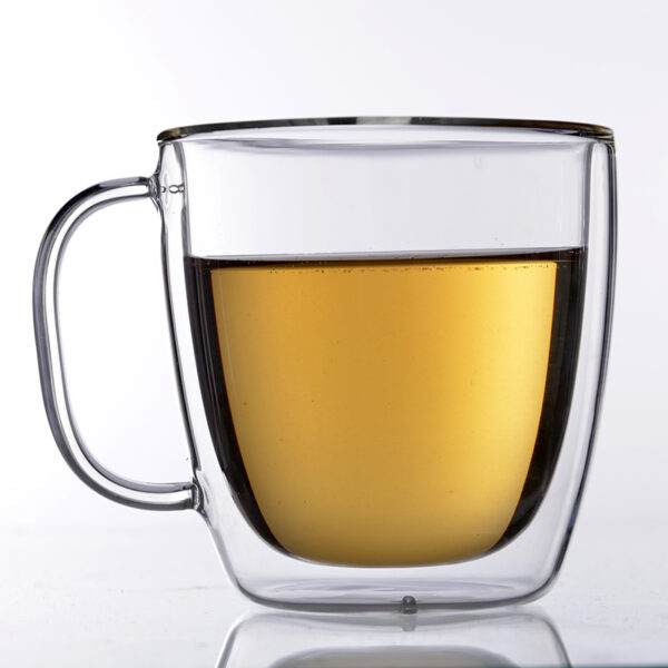 Heat Resisting Double Wall Glass Cup/Mug with Small Handle