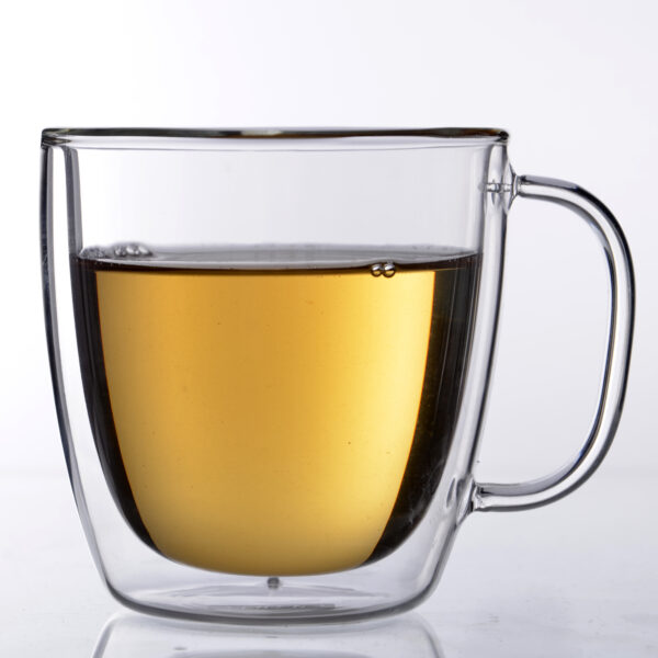 Heat Resisting Double Wall Glass Cup/Mug with Small Handle - Image 3