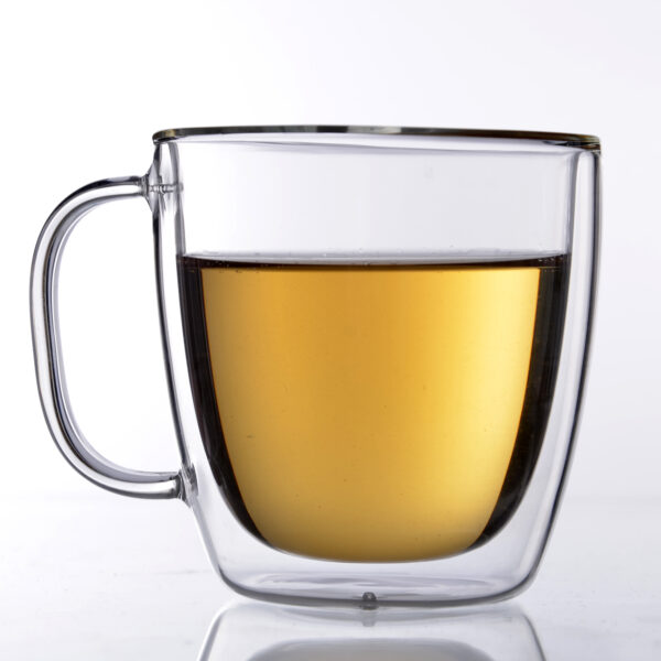 Heat Resisting Double Wall Glass Cup/Mug with Small Handle - Image 4