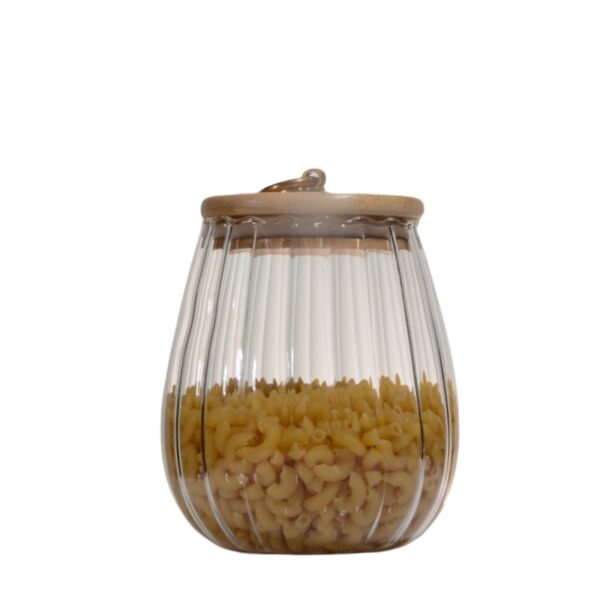 High-Borosilicate Glass Storage Jar with Bamboo Wood Ring Lid - Image 2