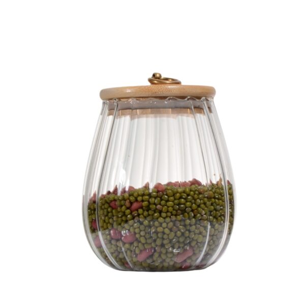High-Borosilicate Glass Storage Jar with Bamboo Wood Ring Lid - Image 5