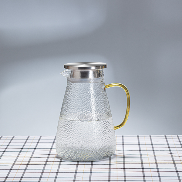 High-Temperature-Resistant Large-Capacity Hammered Steel Lid Household Hospitality Glass Cold Kettle/Teapot