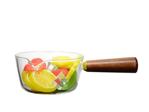 Handmade Glass Pot With Wooden Handle Milk Pot Japanese Style Cooking Pot - Image 5