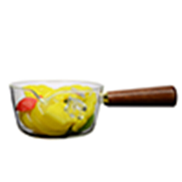 Handmade Glass Pot With Wooden Handle Milk Pot Japanese Style Cooking Pot - Image 6