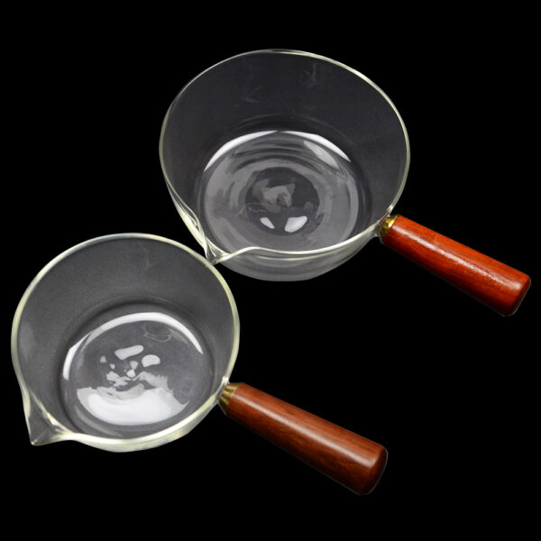 Handmade Glass Pot With Wooden Handle Milk Pot Japanese Style Cooking Pot - Image 3