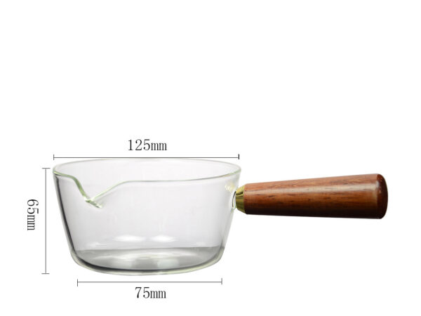 Handmade Glass Pot With Wooden Handle Milk Pot Japanese Style Cooking Pot - Image 2